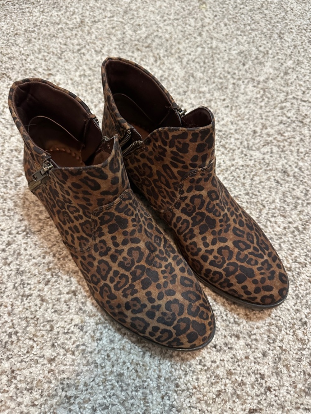 Sun + Stone Leopard Print Ankle Booties - Brown Black